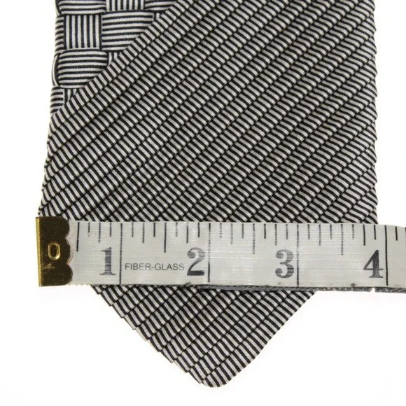 Pleated Patchwork Neck Tie by Italo Ferretti 100% Silk in Black / White / Beige